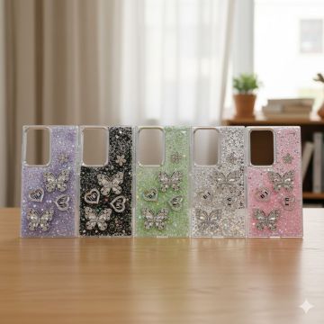 Premium Samsung S23 Ultra Back Cover Featuring Shimmering Butterfly Motif and Crystal Accents