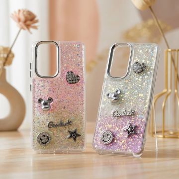 Samsung S21 Ultra Girly Glitter Case Good Luck Heart Edition