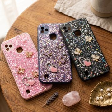 Premium Multicolor Glitter Case for Infinix Smart HD with Heart Stone