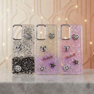 Samsung A23 Girly Glitter Case Good Luck Heart Edition