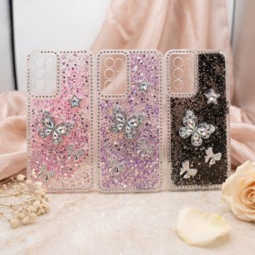 Oppo A16 Shining Glitter Multicolor Butterfly Girls Case