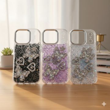 Premium Apple iPhone 17 Pro Back Cover Featuring Shimmering Butterfly Motif and Crystal Accents
