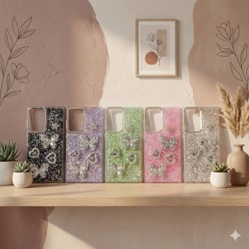 Premium Samsung Note 20 Ultra Back Cover Featuring Shimmering Butterfly Motif and Crystal Accents