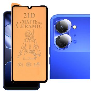 Tecno Spark Go 3 Ceramic Matte Glass Unbreakable Protector + 9H Back Camera Lens Protector 2-in-1 Protection Bundle