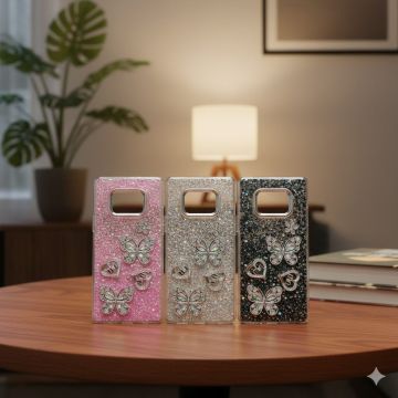 Premium Samsung Note 9 Back Cover Featuring Shimmering Butterfly Motif and Crystal Accents