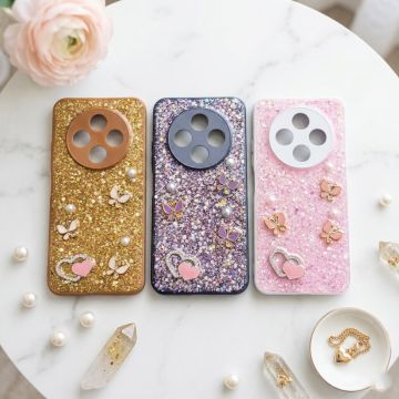 Premium Multicolor Glitter Case for Tecno Spark 30C with Heart Stone