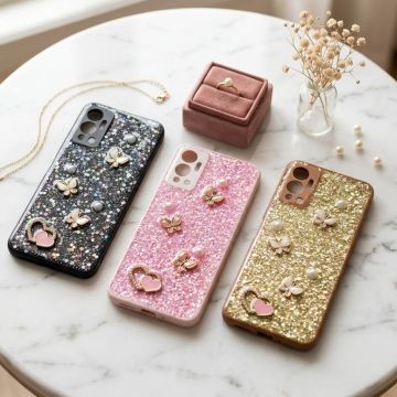 Premium Multicolor Glitter Case for Infinix Hot 12 with Heart Stone