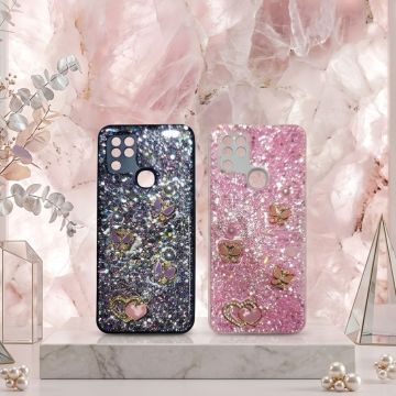 Premium Multicolor Glitter Case for Infini Hot 10 with Heart Stone