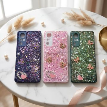 Premium Multicolor Glitter Case for Vivo Y53s with Heart Stone