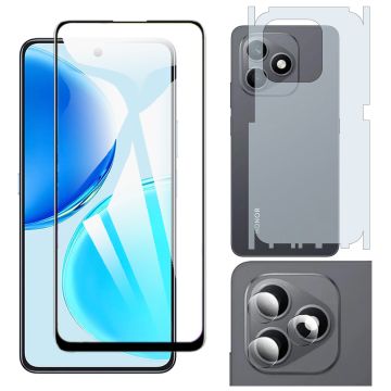Honor x8d 9D Glass Edge to Edge Full Protection + Back Matte Thin Sheet Protector + 9H Back Camera Lens Protector 3-in-1 Combo Deal