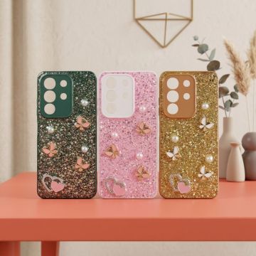 Premium Multicolor Glitter Case for Vivo Y29 with Heart Stone