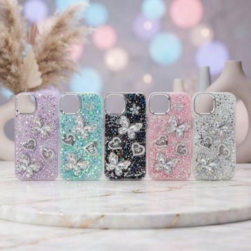 Apple iPhone 13 Shining Glitter Multicolor Butterfly Girls Case