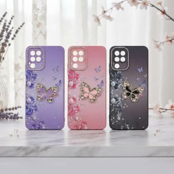 Samsung A22 Elegant Stone Printed Butterfly Shining Phone Case