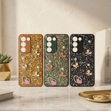 Premium Multicolor Glitter Case for Vivo Y100 with Heart Stone