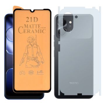 2-in-1 Full Matte Pack for Tecno Spark Go 3: Ceramic + Back Matte