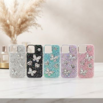 Apple iPhone 13 Pro Max Shining Glitter Multicolor Butterfly Girls Case