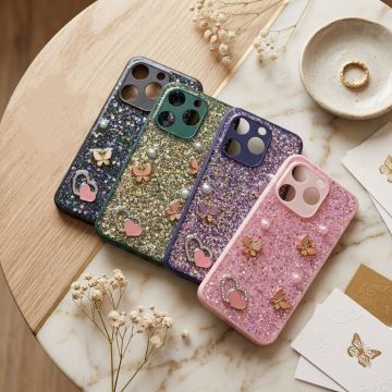 Premium Multicolor Glitter Case for iTel A70 with Heart Stone