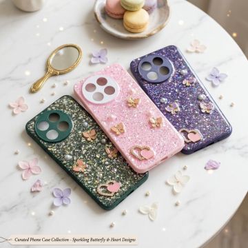 Premium Multicolor Glitter Case for Tecno Spark 30 Pro with Heart Stone