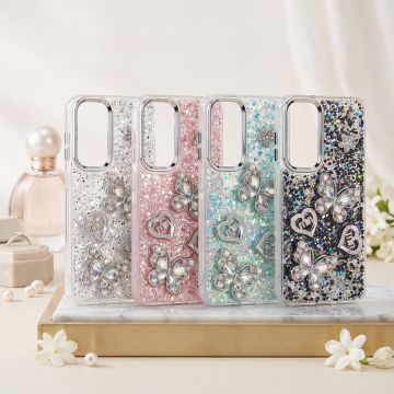 Samsung A17 Shining Glitter Multicolor Butterfly Girls Case