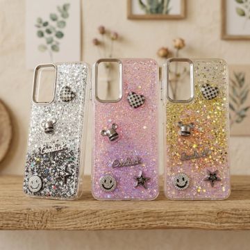 Samsung A13 Girly Glitter Case Good Luck Heart Edition