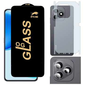 Honor x8d HD OG Premium Quality Glass + Back Matte Thin Sheet Protector + 9H Back Camera Lens Protector 3-in-1 Pack