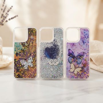 Apple iPhone 16 Pro Max Case Multicolor Liquid Water Glitter Shiny Phone Cover