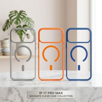iPhone 17 Pro Max Transparent Shockproof Case with Colored Bumper Frame