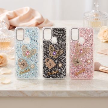 Oppo A53 Golden Motif Glitter Case Premium Quality Luxury Back Cover