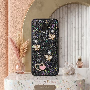 Premium Multicolor Glitter Case for Samsung J6 Plus with Heart Stone