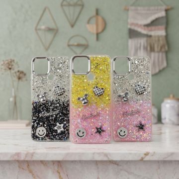Oppo A15 Girly Glitter Case Good Luck Heart Edition