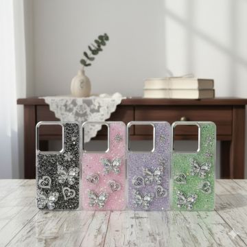 Premium Vivo V60 Back Cover Featuring Shimmering Butterfly Motif and Crystal Accents