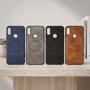 Huawei Y6s Back Cover Premium Leather Magnetic Circle Back Cover For Huawei Y6s Shockproof Protective Case