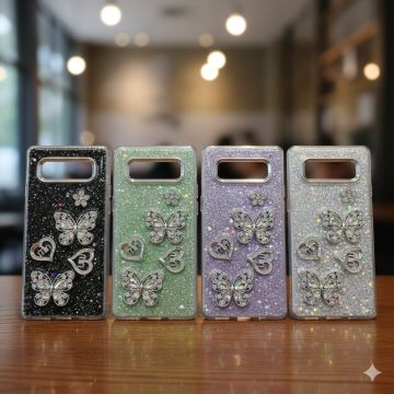 Premium Samsung Note 8 Back Cover Featuring Shimmering Butterfly Motif and Crystal Accents