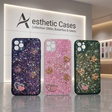 Premium Multicolor Glitter Case for iPhone 11 Pro Max with Heart Stone