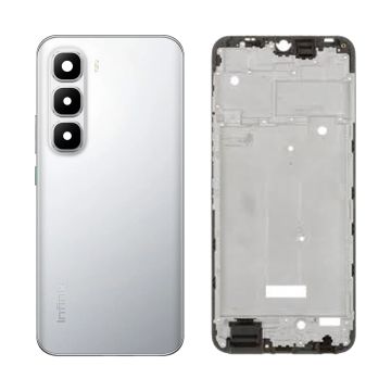Infinix Hot 60 Pro plus Complete Outer Body - Housing Frame, Back Panel & Lens Kit - Silver