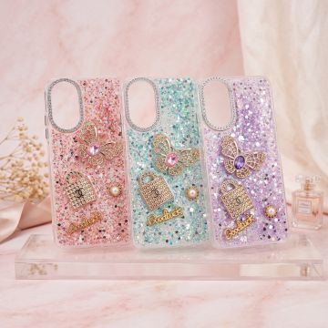 Oppo A18 Golden Motif Glitter Case Premium Quality Luxury Back Cover