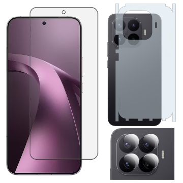 Xiaomi 17T Pro Gorilla Glass 9H Unbreakable Premium Protector + Back Matte Thin Sheet Protector + 9H Back Camera Lens Protector 3-in-1 Pack