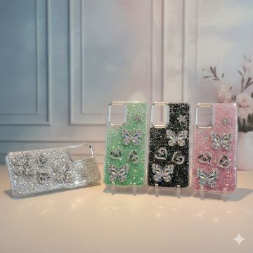 Premium Samsung A23 Back Cover Featuring Shimmering Butterfly Motif and Crystal Accents
