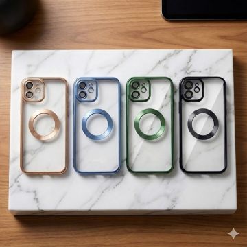 Apple iPhone 12 Soft Multi Chrome Border Camera Protection Cover