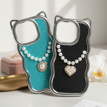 Apple iPhone 15 Pro Stone Glitter Kitty Mobile Cover - Image 2