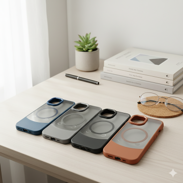 Apple iPhone 15 Smoky Matte Acrylic Magsafe Leather Texture Mobile Cover - Image 2