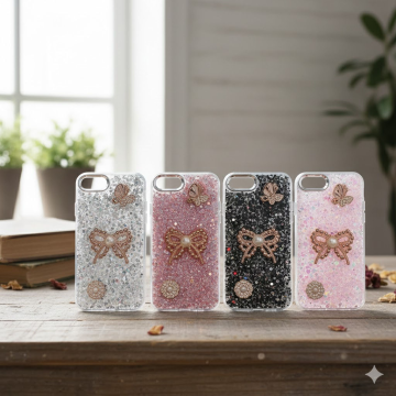 Apple iPhone 8 Glitter Butterfly Stone Mobile Cover - Image 2