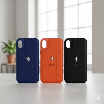 Apple iPhone X Ferrari Logo Style Leather Cover