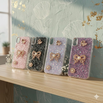 Apple iPhone X Glitter Butterfly Stone Mobile Cover - Image 2