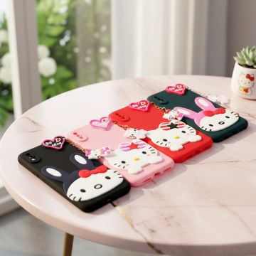 Apple iPhone XS Hello Kitty Braslate Chain Soft Case Mobile Cover - Image 2