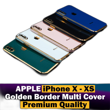 Apple iPhone XS Soft Multi Golden Border Camera Protection Cover - Image 2