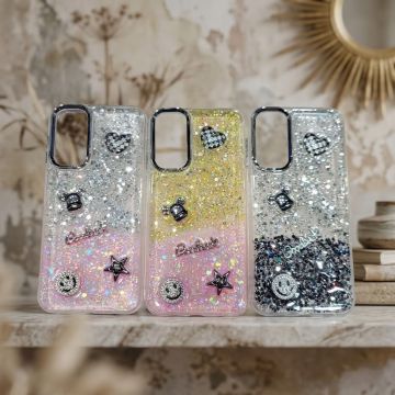 Samsung A14 Girly Glitter Case Good Luck Heart Edition