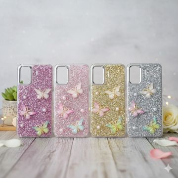 Elegant Girlish Vivo Y12s Cover Featuring Sparkly Crystal Butterfly Design