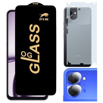 Tecno Spark Go 3 HD OG Premium Quality Glass + Back Matte Thin Sheet Protector + 9H Back Camera Lens Protector 3-in-1 Pack