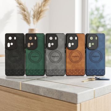 Oppo Reno 11 Back Cover Premium Leather Magnetic Circle Back Cover For Oppo Reno 11 Shockproof Protective Case